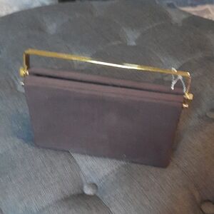 Elegant Brown Clutch with Gold Handle
